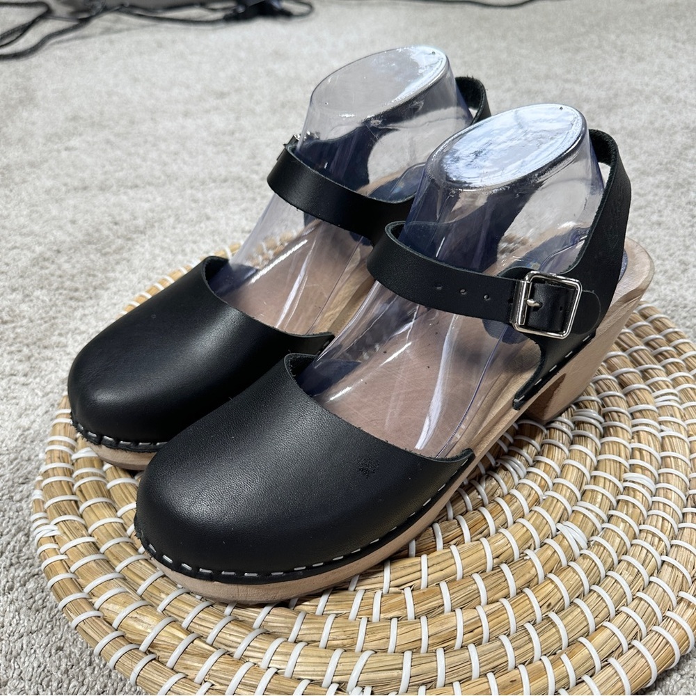 Lotta from Stockholm Women’s Highwood Mary Jane Leather Clogs in Black EU 42 - Picture 5 of 15